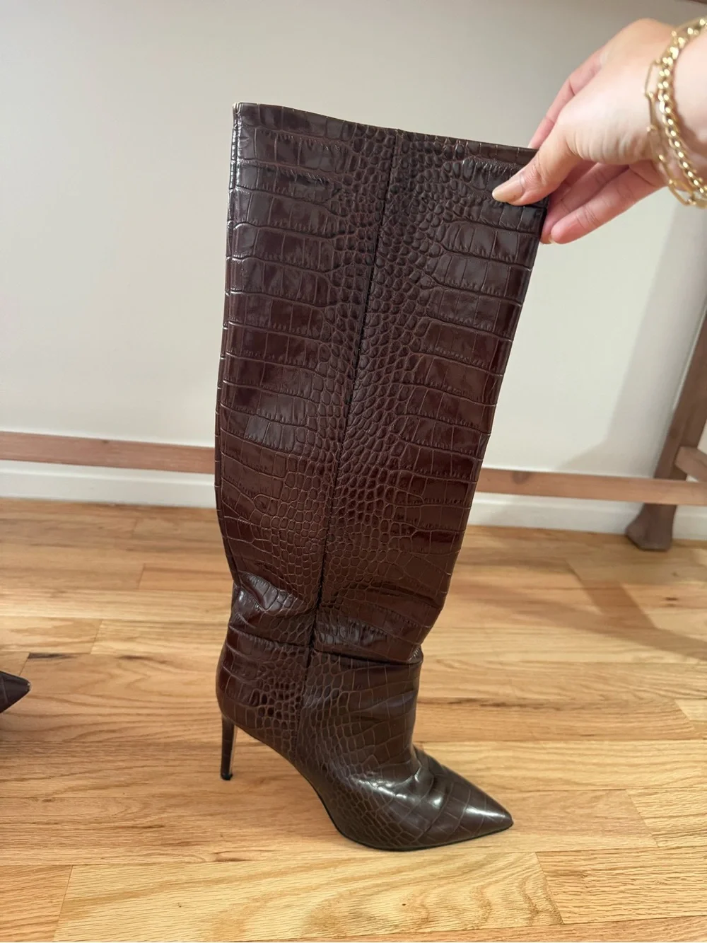 Paris Texas Croc-Embossed Pointed Toe Boot
